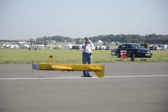 Roy Cherry flying his own design stunt model inverted at the British Nationals.